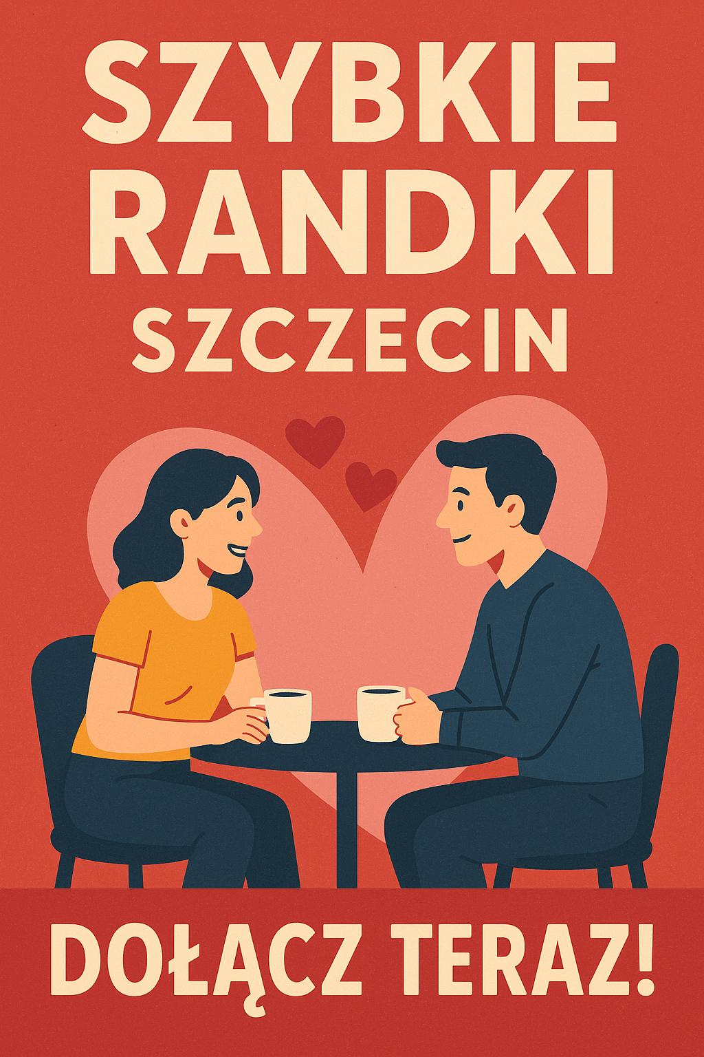 Grafika promująca szybkie randki w Szczecinie, symbolizująca szybkie spotkania i nowe znajomości.