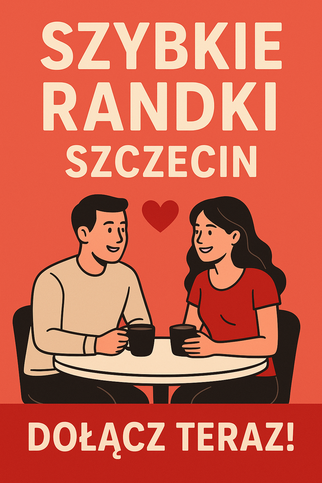 Grafika promująca szybkie randki w Szczecinie, nawiązująca do spotkań dla singli.